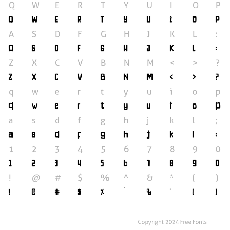 Character Map of Gardene Stone Regular