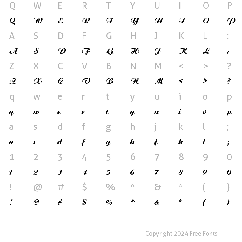 Character Map of Gardenia Regular