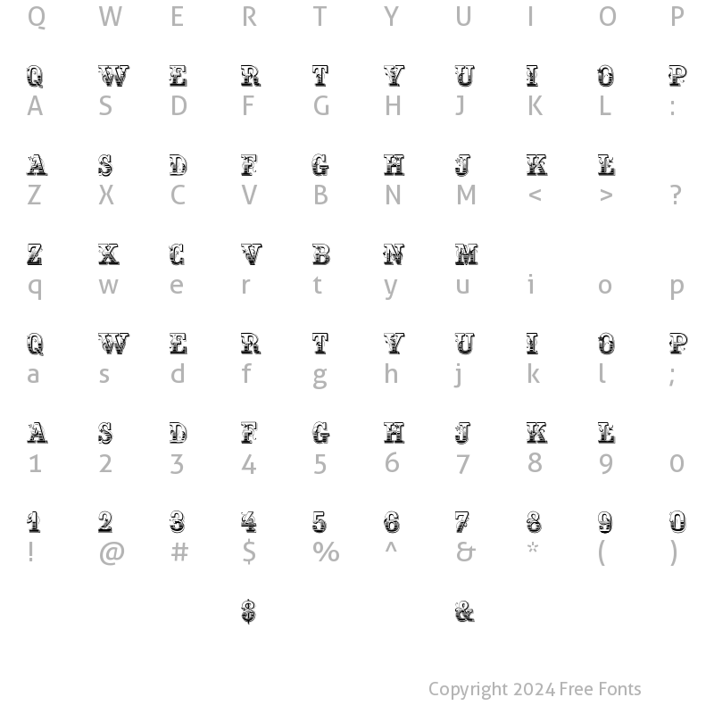 Character Map of GardeniaVictorian Regular