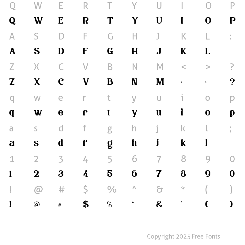 Character Map of Garetha Regular