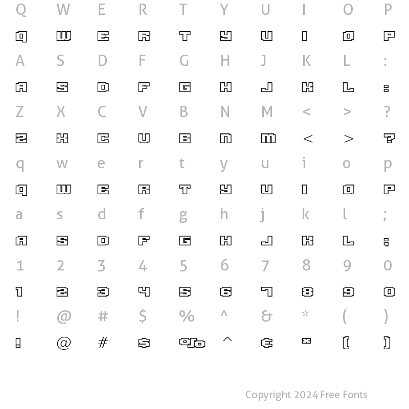 Character Map of Gargantua BTN Outline Regular