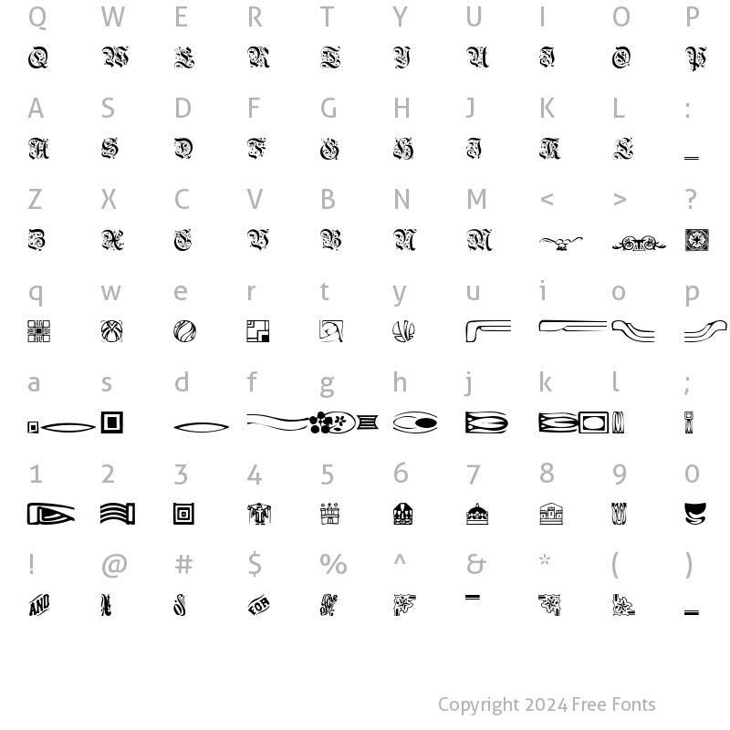 Character Map of Gargoyle Regular