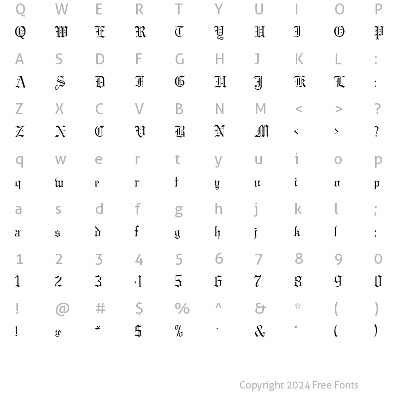 Character Map of Gargoyle SSi Regular