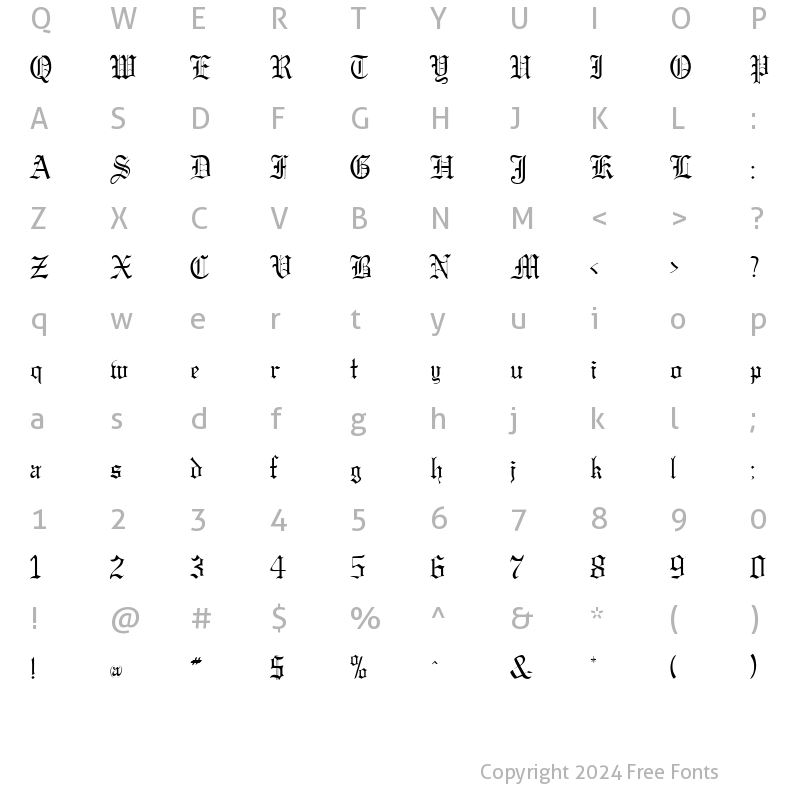 Character Map of GargoyleSSK Regular