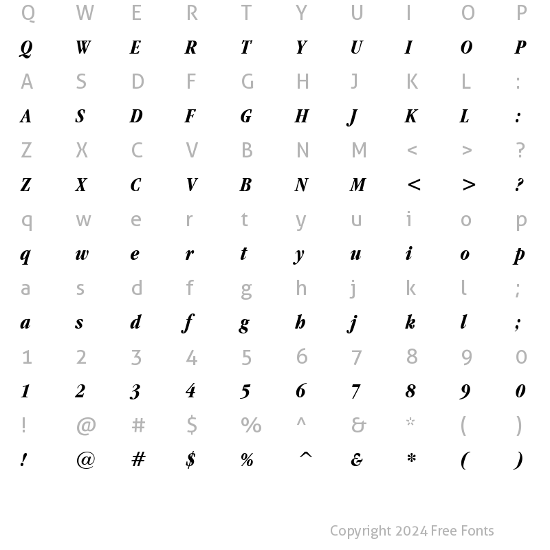 Character Map of GarmdITC BkCn BT Bold Italic