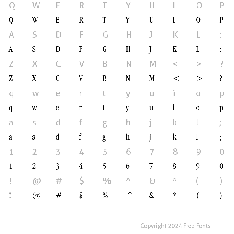 Character Map of GarmdITC BkCn BT Book