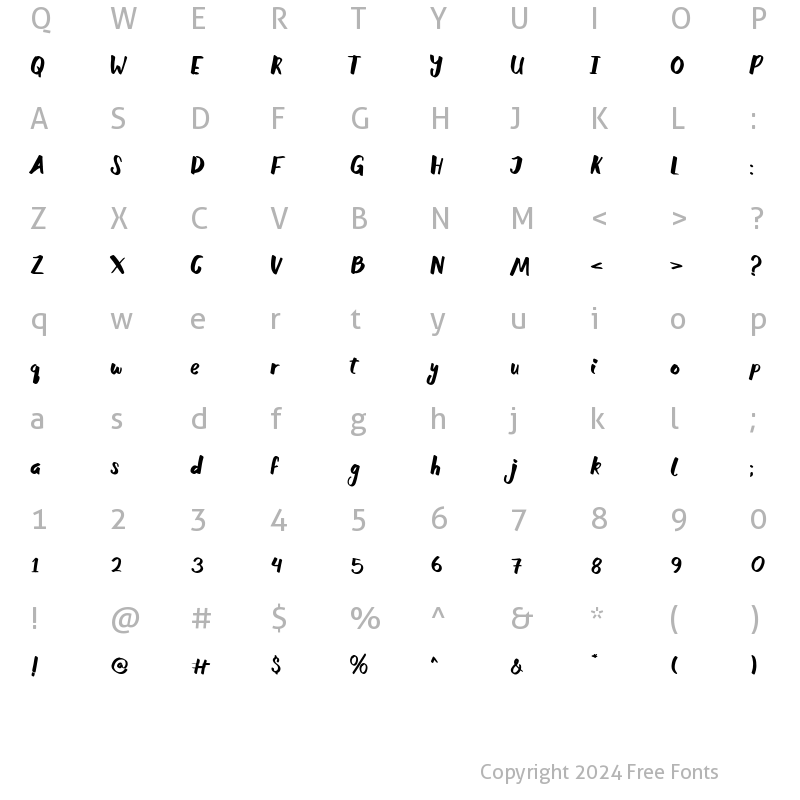 Character Map of Garotte Regular