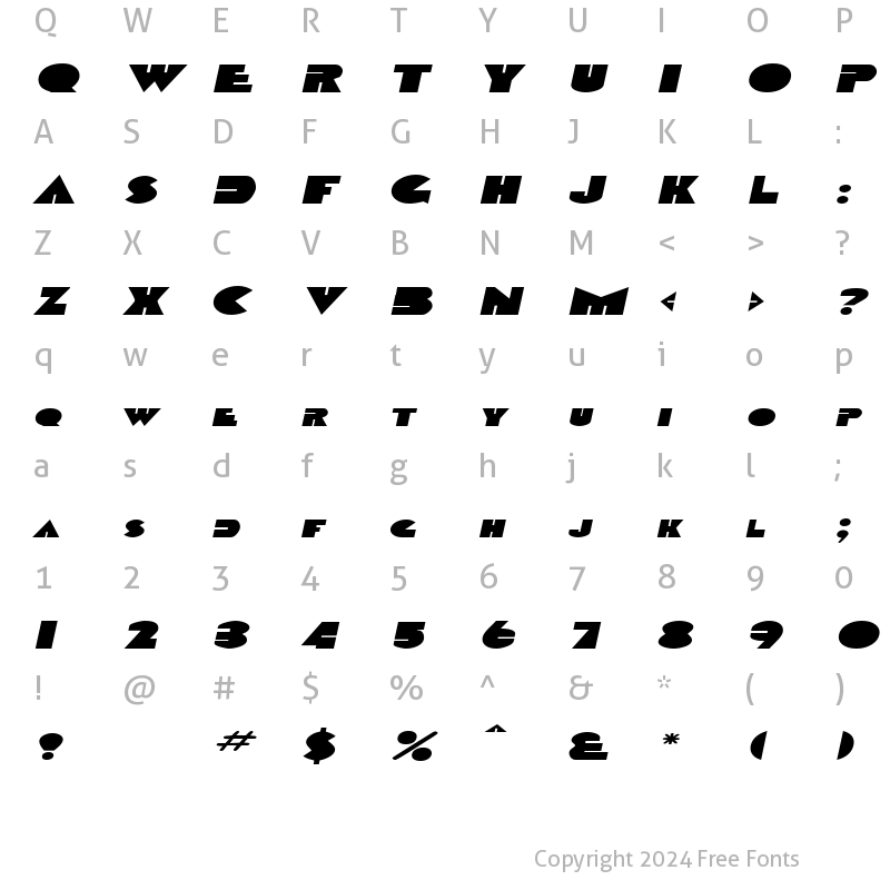 Character Map of GarretExtended Italic