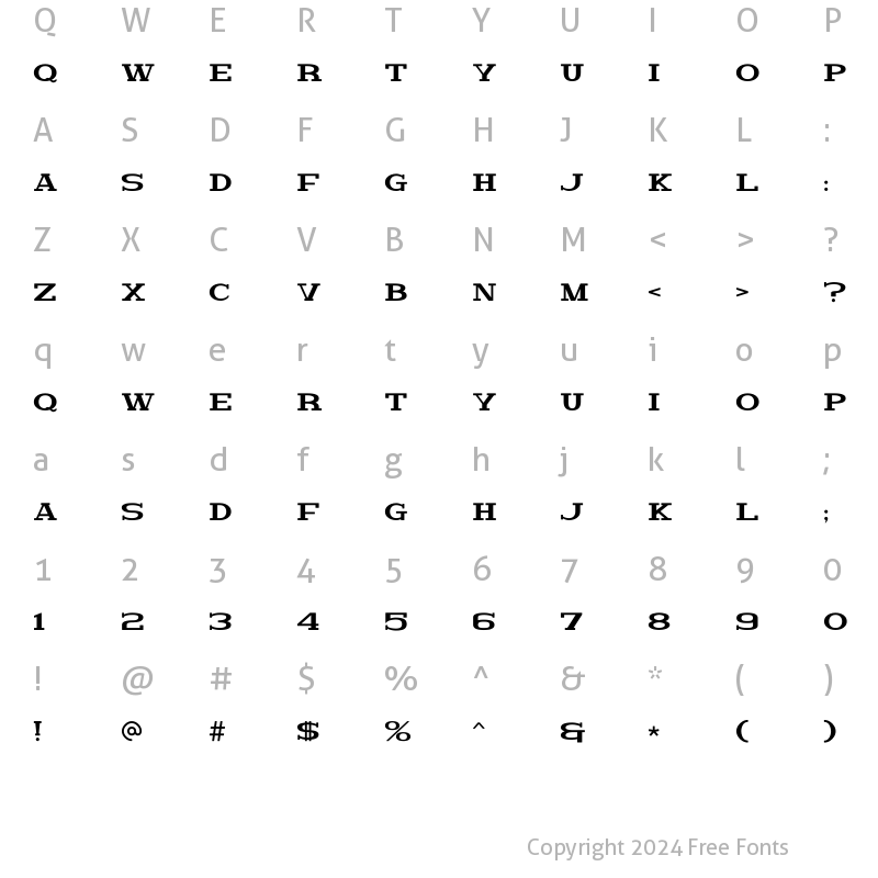 Character Map of Garriger_Font Regular