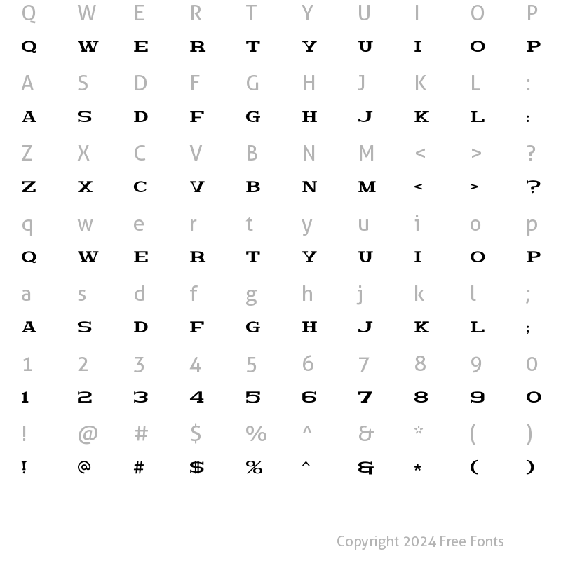 Character Map of Garriger_Rough_Font Regular