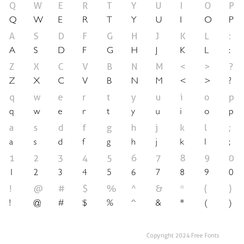 Character Map of GarrisonSans-Light Regular