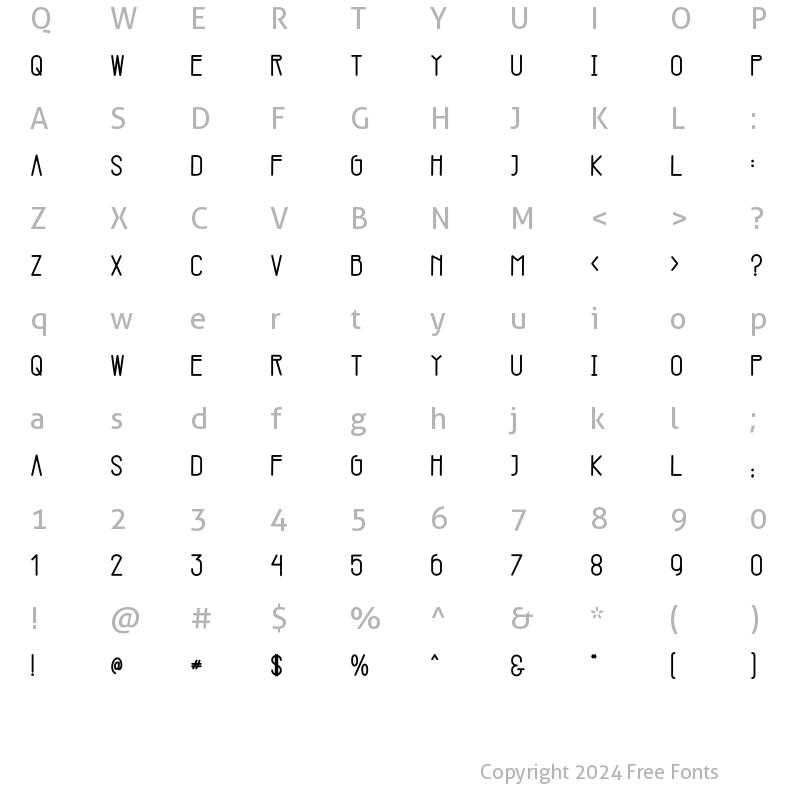 Character Map of Garvey Regular