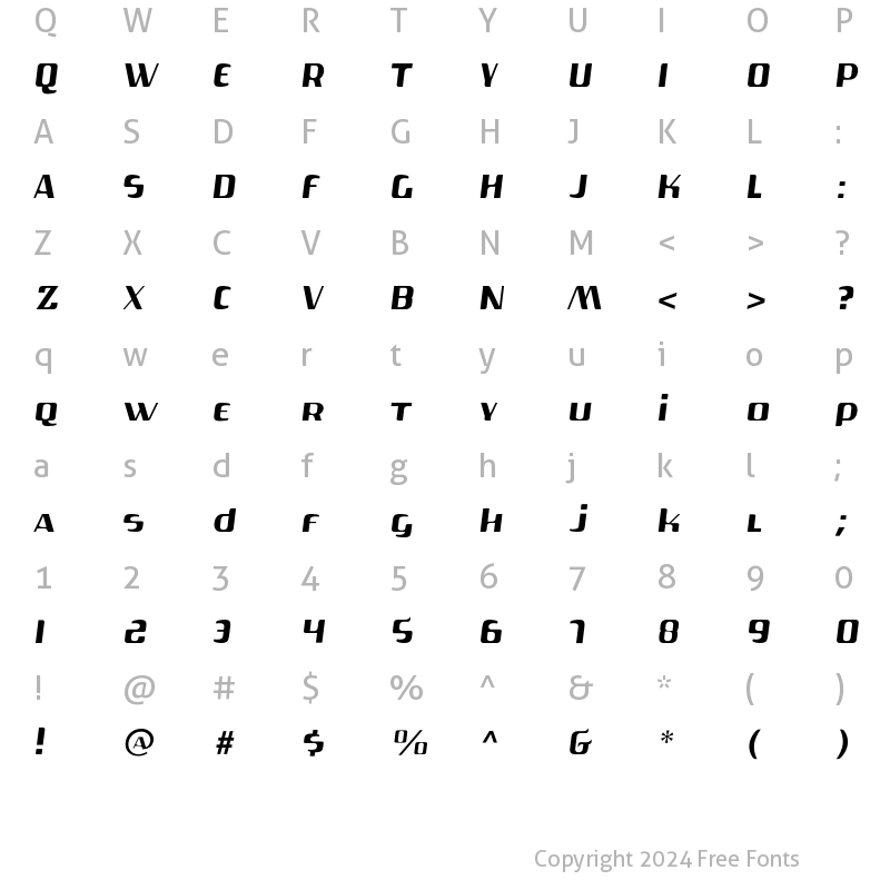 Character Map of Gas Lite Regular