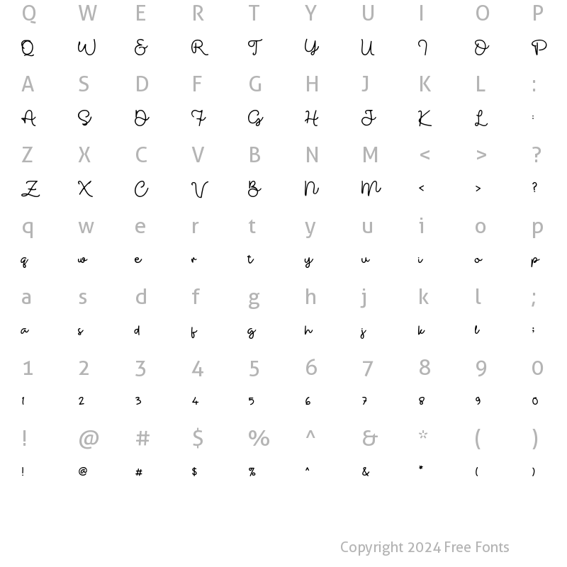 Character Map of Gasing Regular