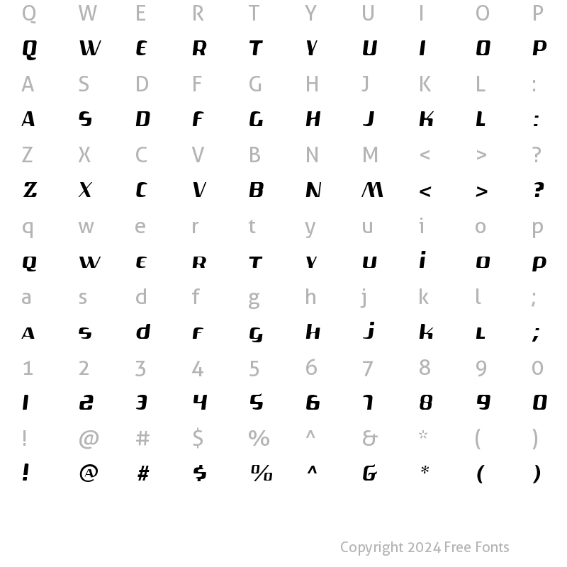 Character Map of GasLite Regular