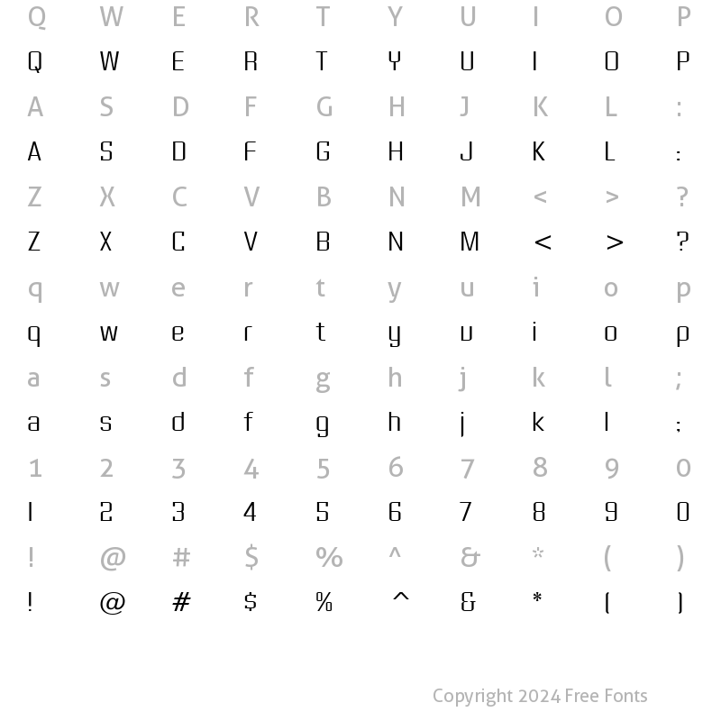 Character Map of Gasoline Sans BTN Lt Regular