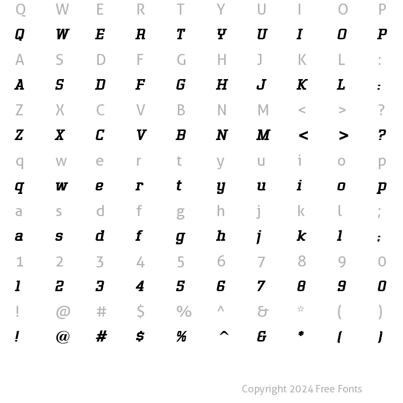 Character Map of Gasoline Serif BTN BoldOblique