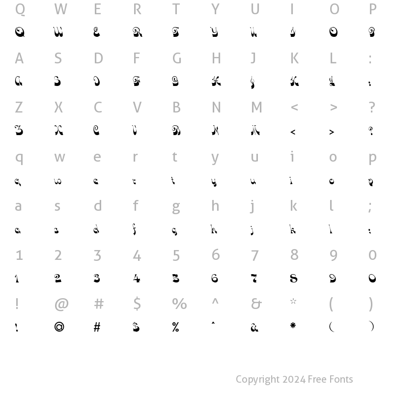 Character Map of Gasparone Regular