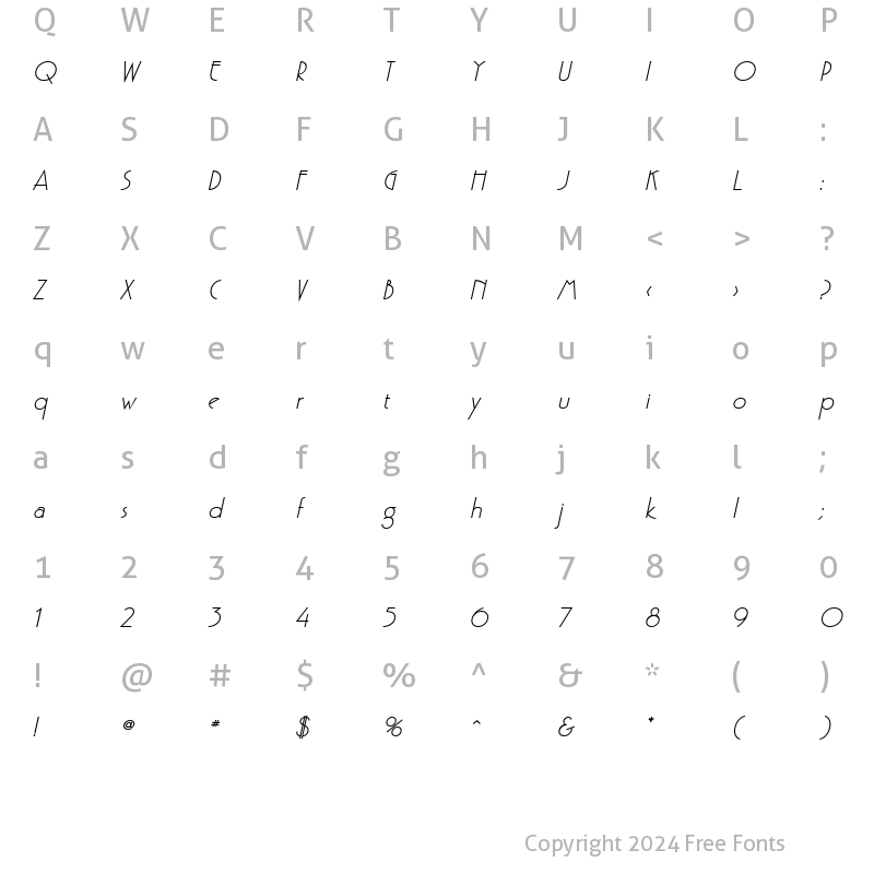 Character Map of Gaston BoldItalic