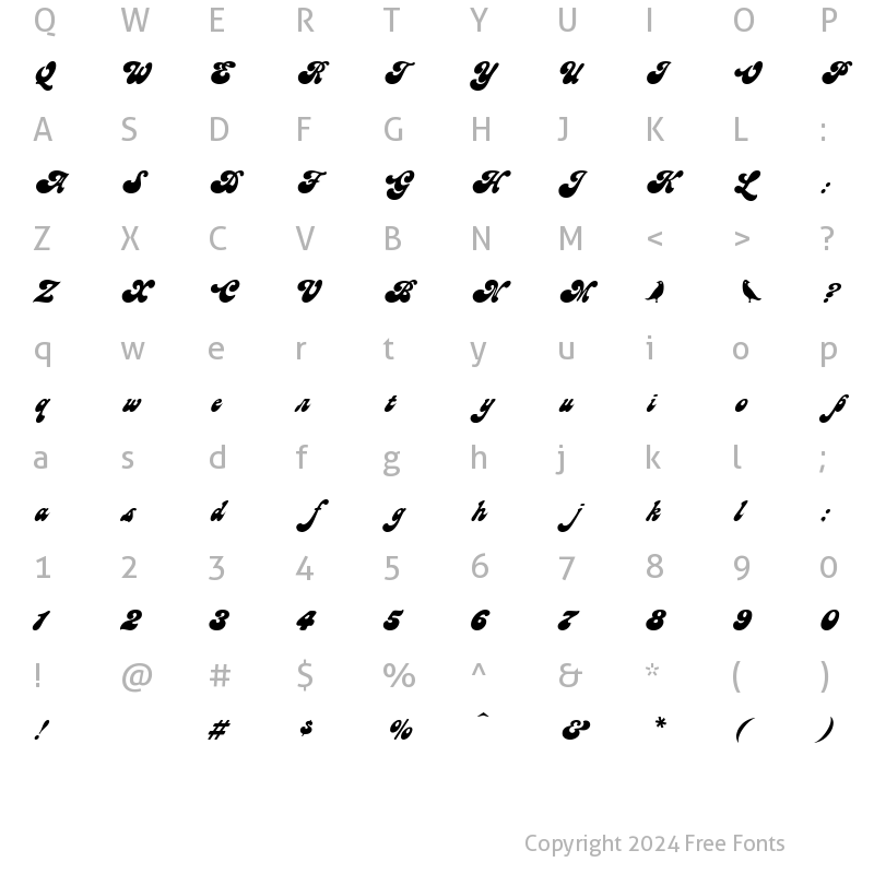 Character Map of Gaston Regular