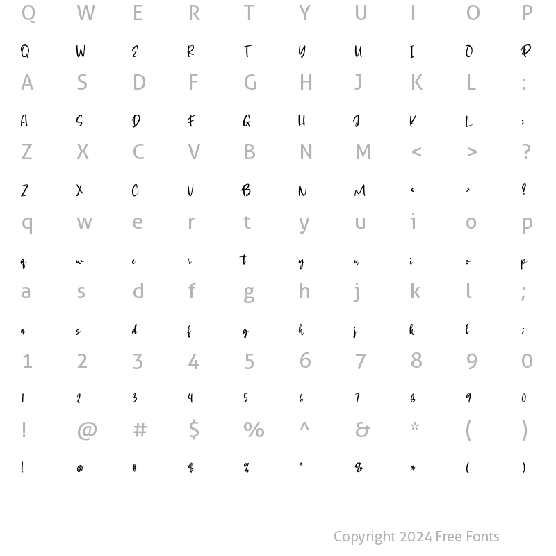 Character Map of Gastya Regular