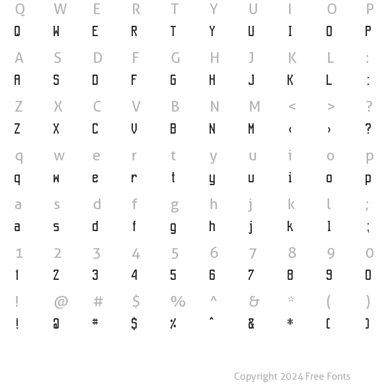 Character Map of Gateway A2 Regular