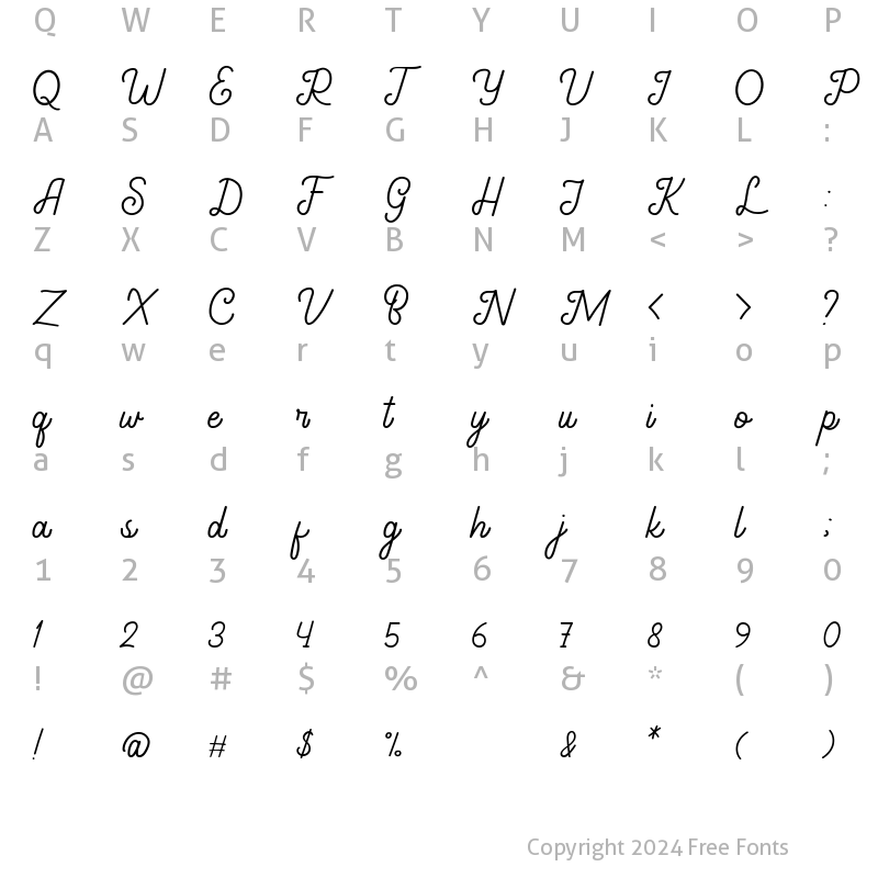 Character Map of Gathenbury Typeface Regular