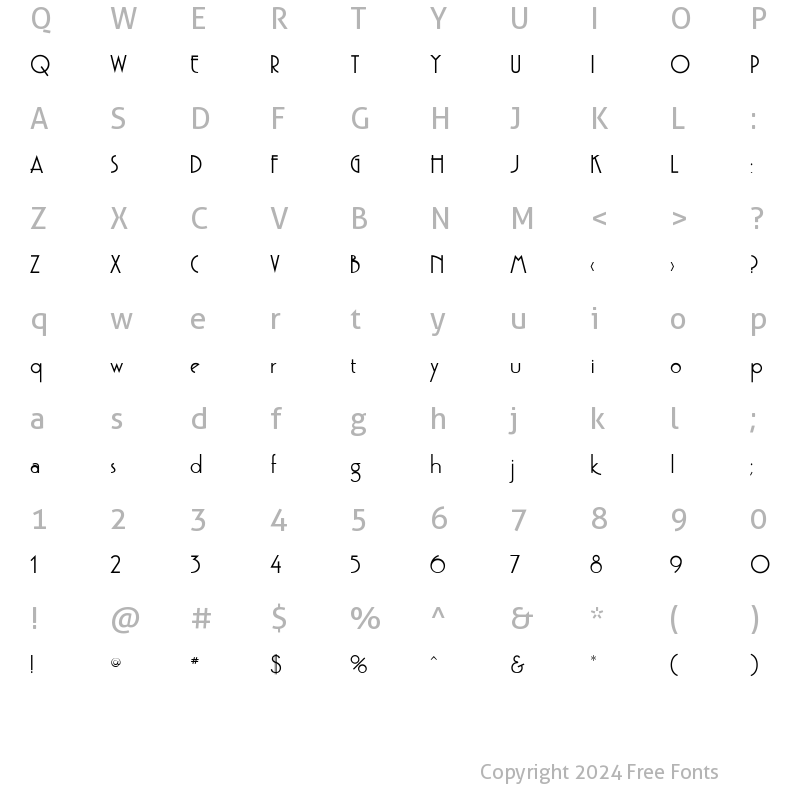 Character Map of GatsbyFLF Regular