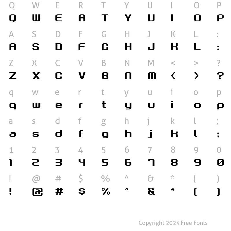 Character Map of GAU_font_Root Normal