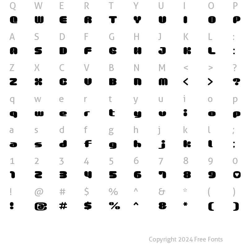 Character Map of GauFontMilkChoco Regular