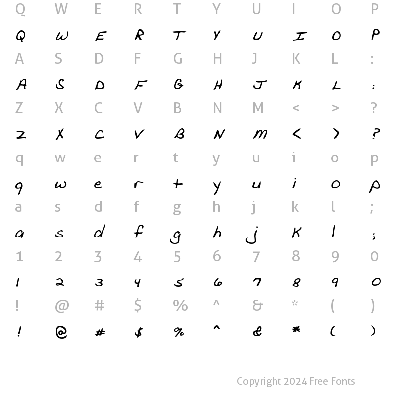 Character Map of GavinsHand Bold