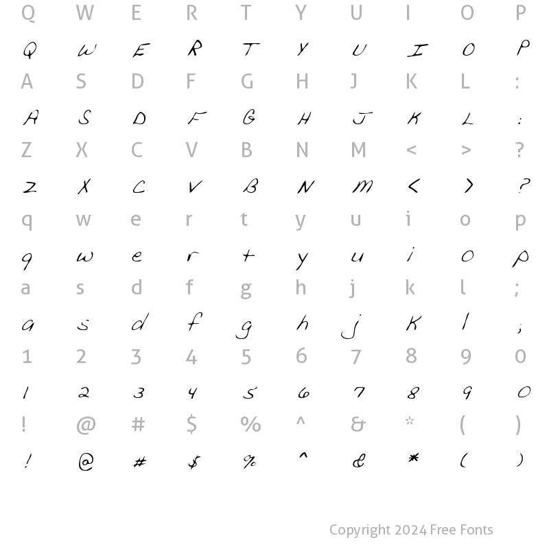 Character Map of GavinsHand Italic