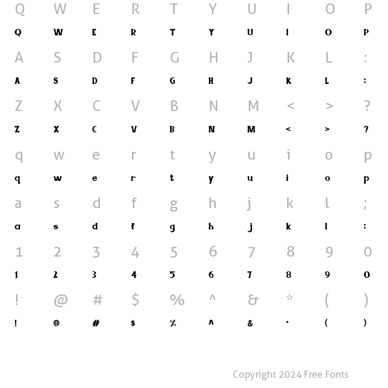 Character Map of Gavrella Regular