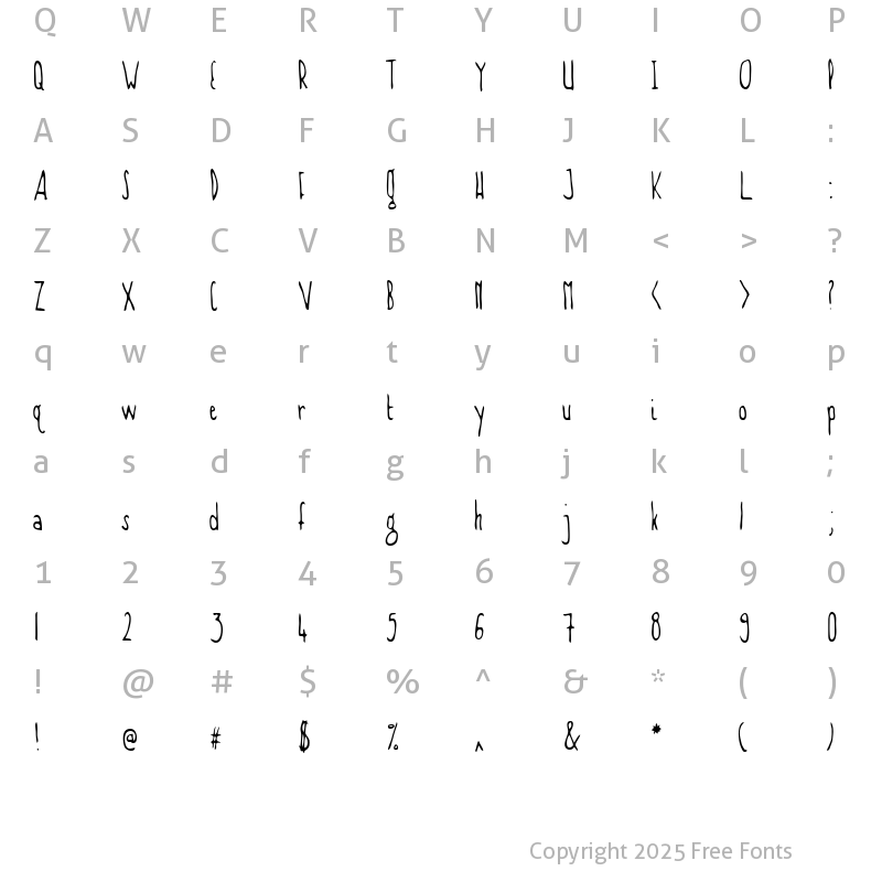 Character Map of Gawky Regular