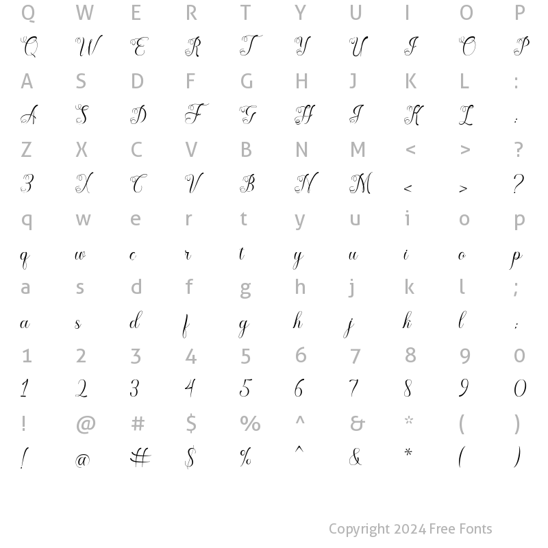 Character Map of Gaynelle Regular