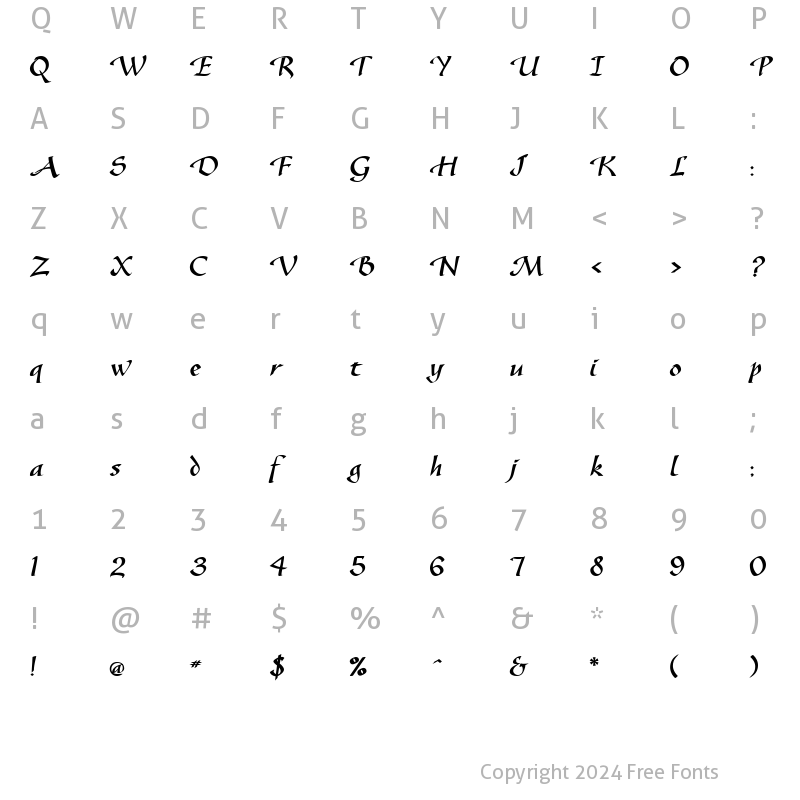 Character Map of Gaze Bold