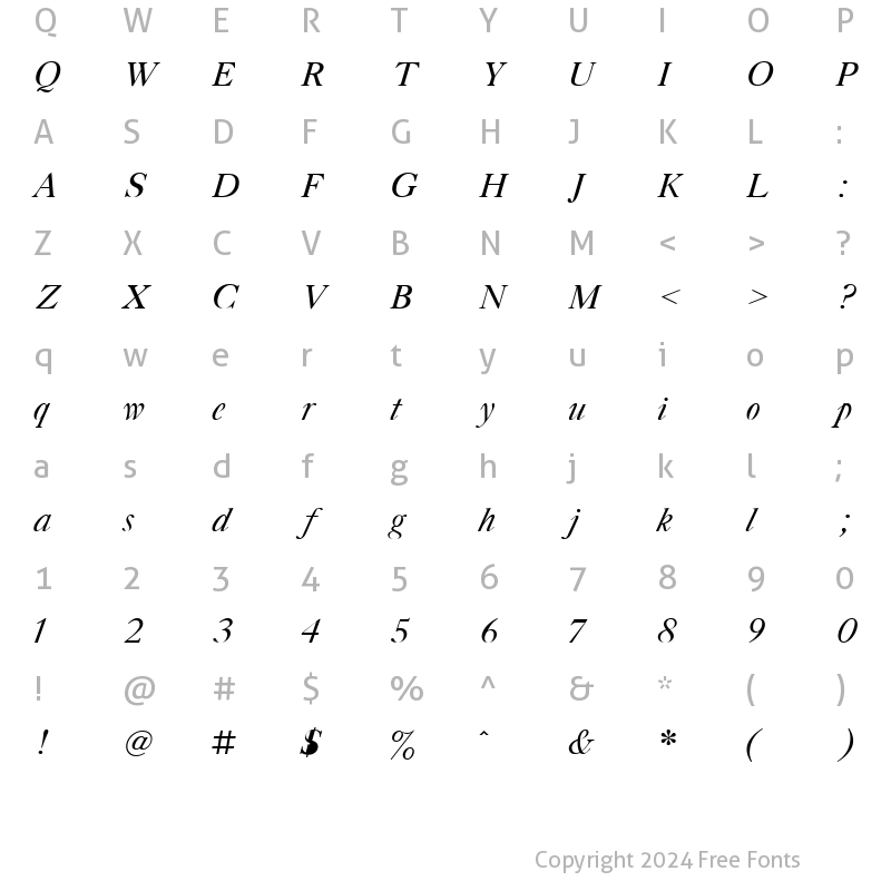 Character Map of Gazeta Titul Italic