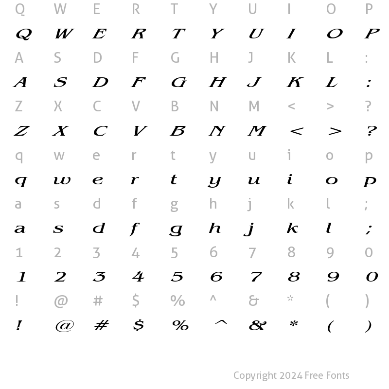 Character Map of GazetteExtended Italic