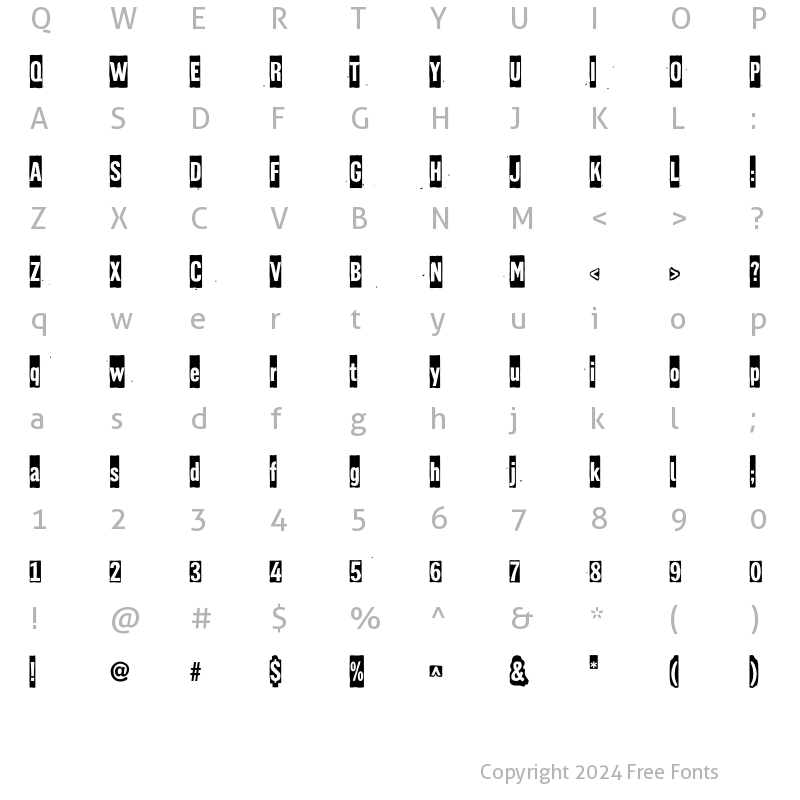 Character Map of Gazz Paint Regular