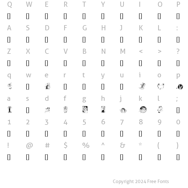 Character Map of GE Angels I Regular