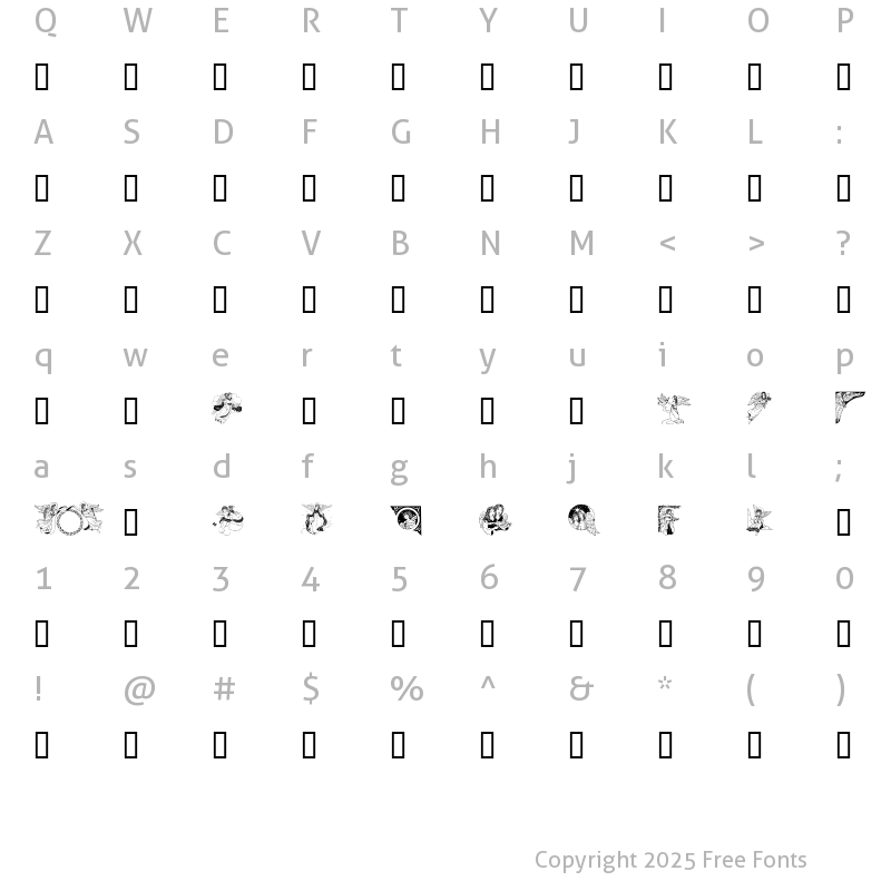 Character Map of GE Angels III Regular