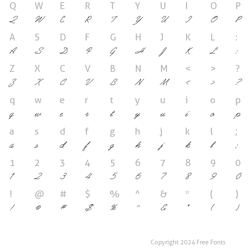 Character Map of GE Arabesque Script Italic