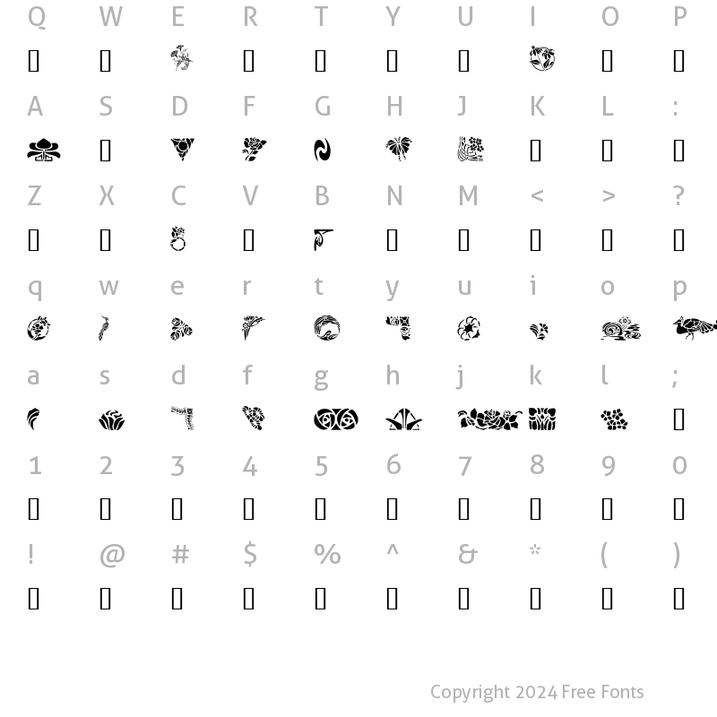 Character Map of GE Art Noveau Regular