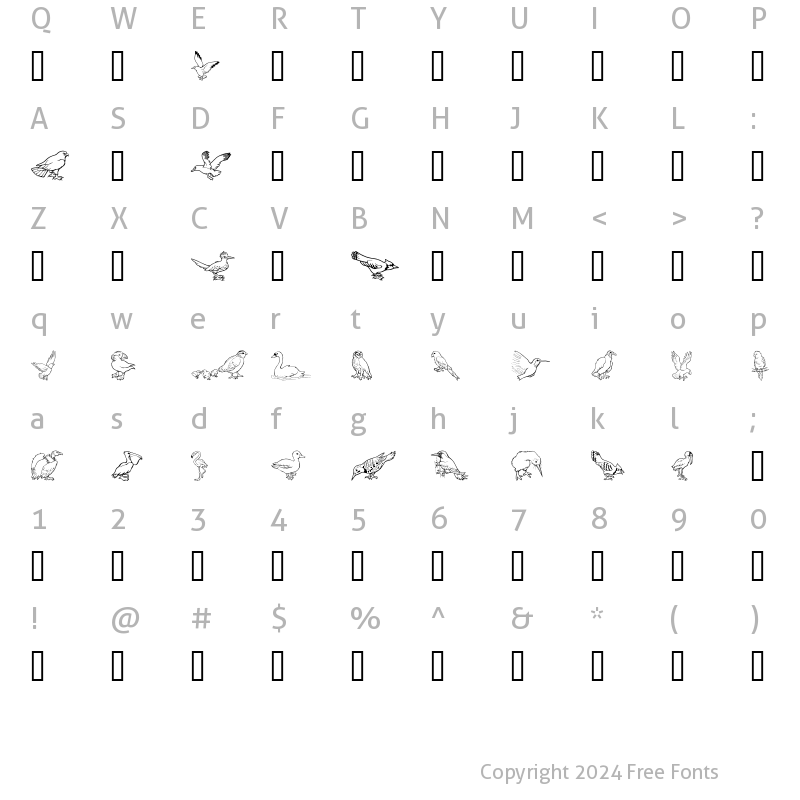 Character Map of GE Birds of a Feather Regular