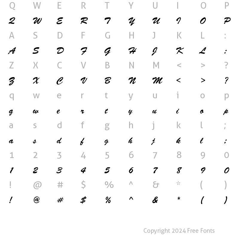 Character Map of GE Brush Strokes Regular