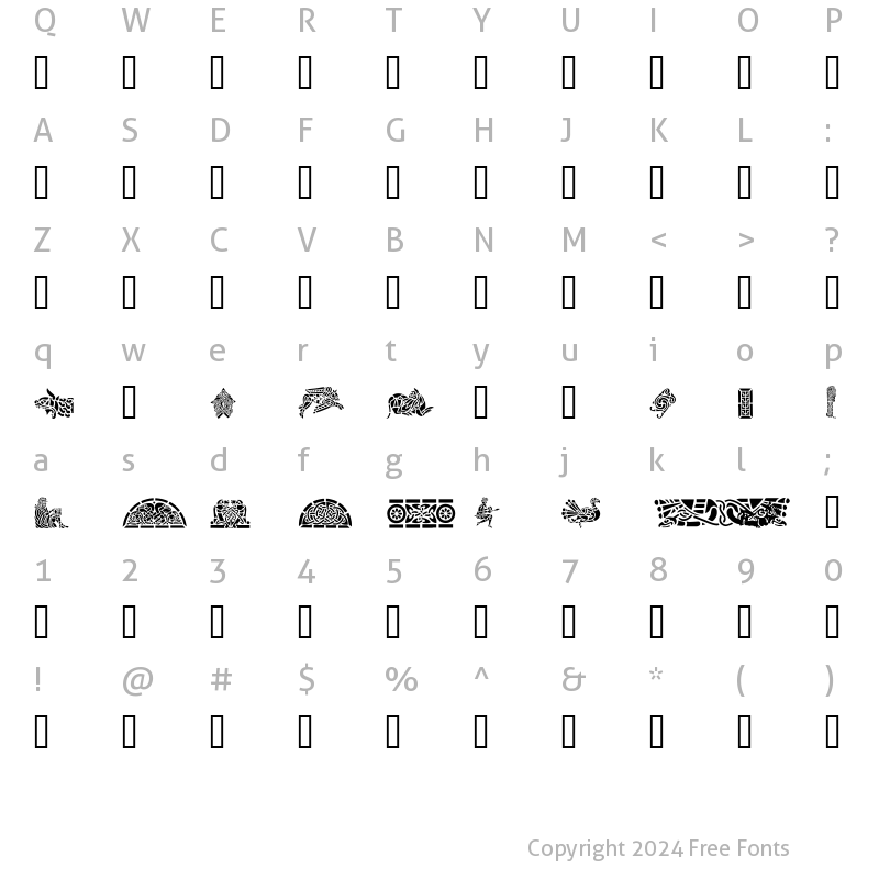 Character Map of GE Celtic Art Regular