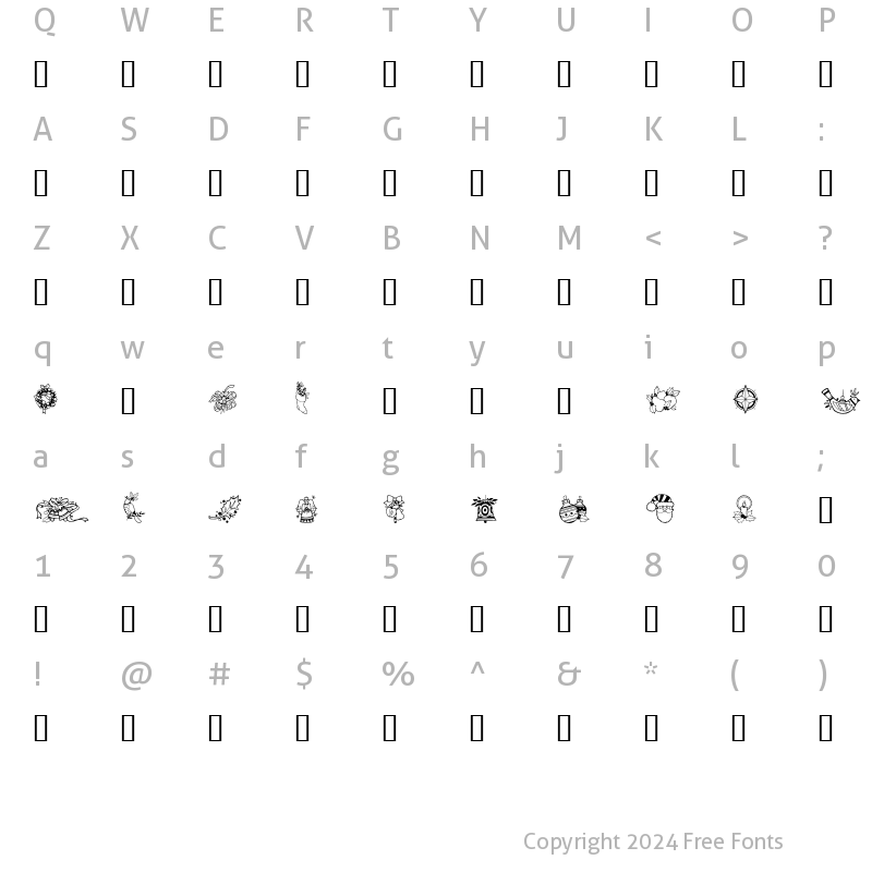 Character Map of GE Christmas Joy Regular