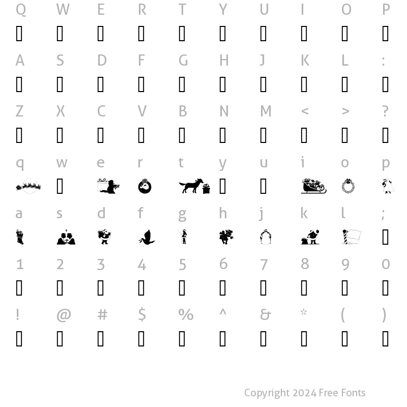 Character Map of GE Christmas Silhouettes Regular