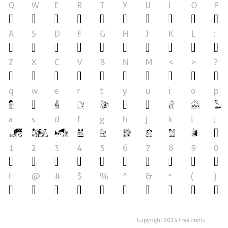 Character Map of GE Comical Christmas Regular