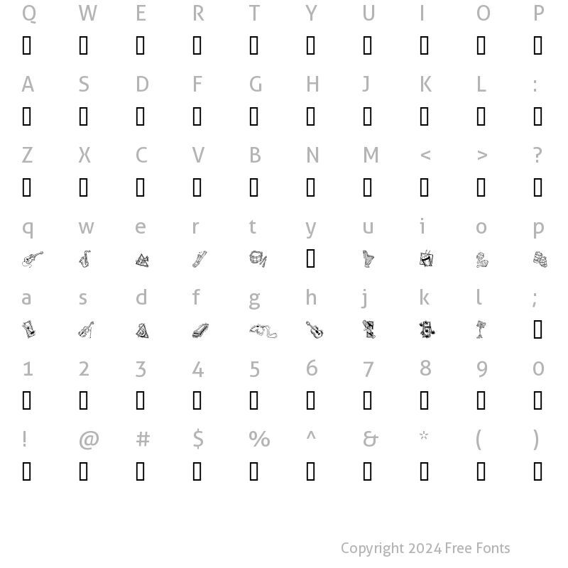 Character Map of GE Deco Music Regular